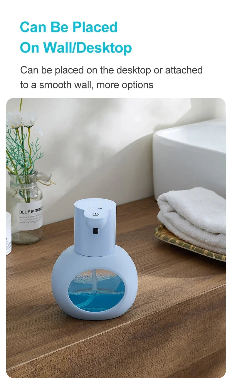 Dispensador automático de jabón 2025 de 420 ml, dispensador de espuma, sensor táctil, dispositivo de lavado de manos con carga USB, montado en la pared