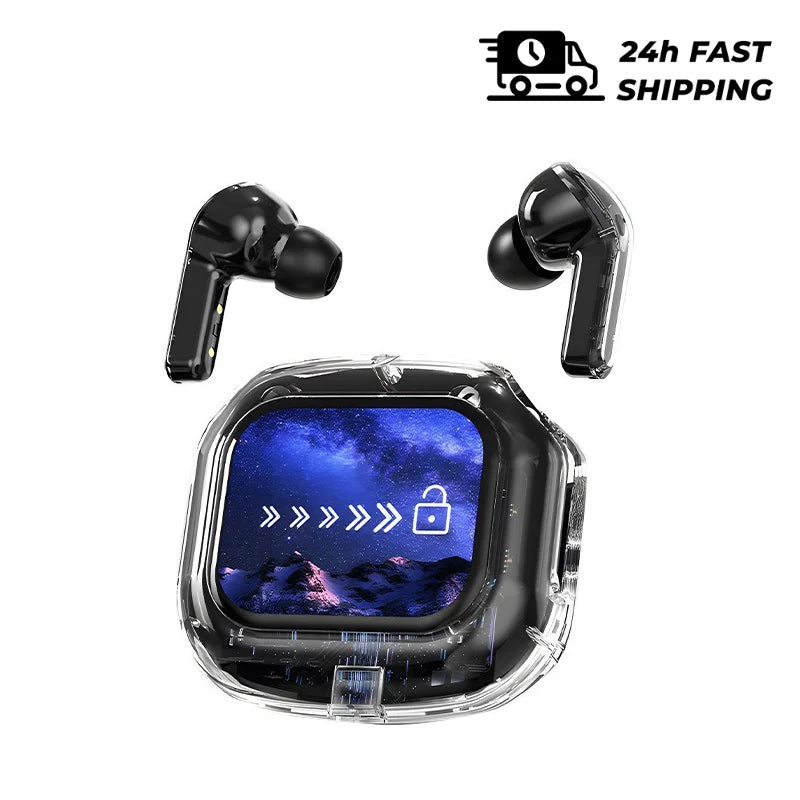 KOUO In-Ear Earbuds with Smart Touch Screen Wireless Bluetooth 5.4 HiFi Audio Earphones for Business Travel Language Translation