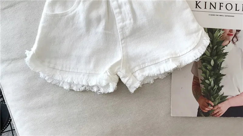 Girls Denim Shorts 2026 Summer 1-7Y Kids Short Jeans Solid Color Fashion Comfotable Clothing with Korean Style Pants