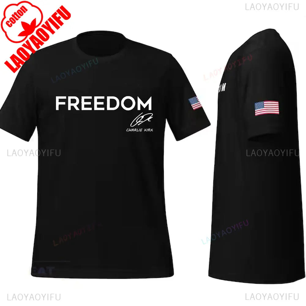 Charlie Kirk Freedom Shirt Patriotic Graphic Tee Tribute For Patriotic Activists Streetwear