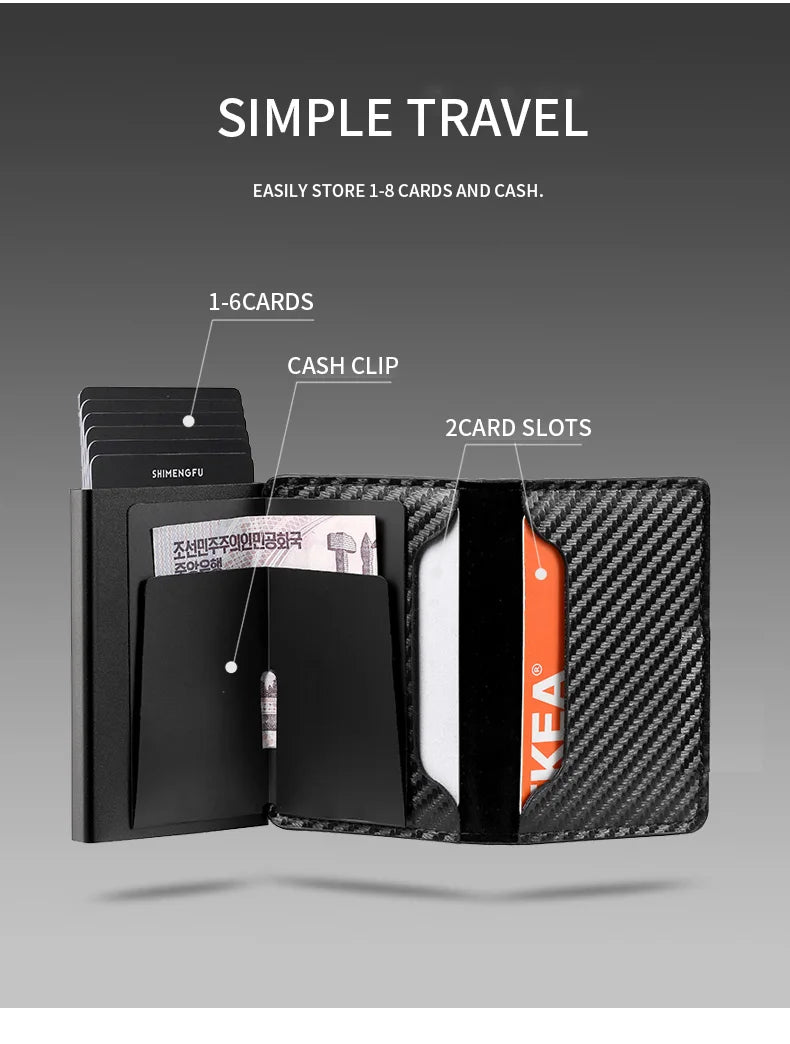 RFID Blocking Aluminum Pop-Up Card Holder Multi-Functional Designer Bank & ID Card Wallet Fashion Business Purse for Men Women