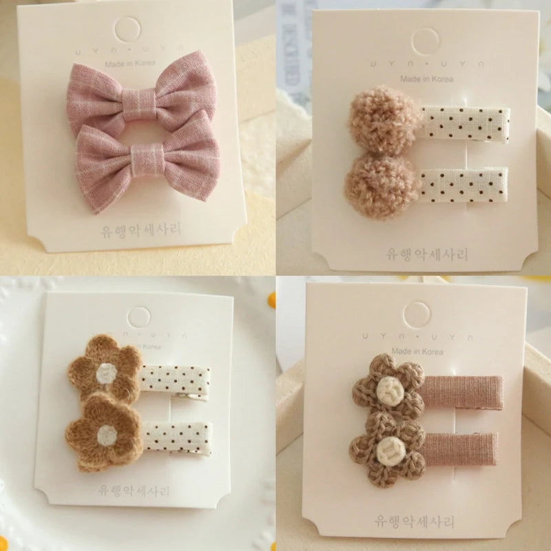 AITOUSHI Girls' Cotton Bow Hair Clips - Handmade Classical Headwear