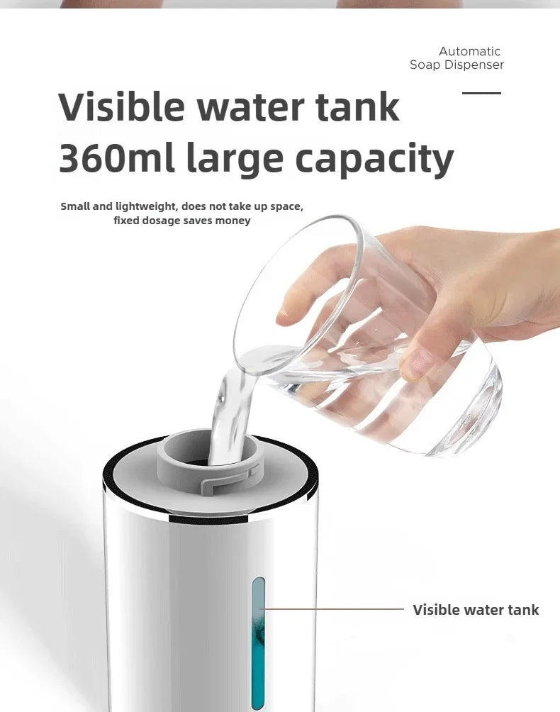 2026 Nuevos dispensadores automáticos de jabón en espuma para baño, máquina inteligente de lavado de manos con carga USB, material ABS blanco de alta calidad