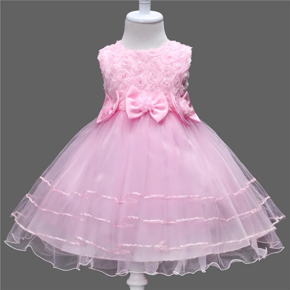 1-9Y Kids Princess Style Girls Dress Mesh Skirt Puffy Children Sleeveless Vest Wedding Party Ceremony Flower Girl Outfit Elegant