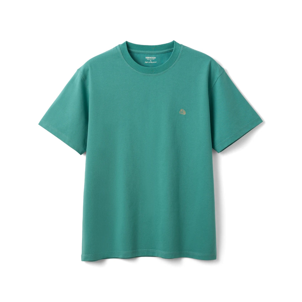SIMWOOD Men's 230gsm Cotton Sorona Blend Soft Breathable T-Shirt Men Loose Fit Short Sleeve Tee Casual Summer Top