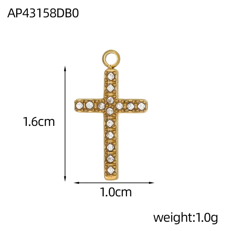Jesus Cross Pendant Charm Set Colorful Stainless Steel Cubic Zirconia for DIY Jewelry for Men and Women