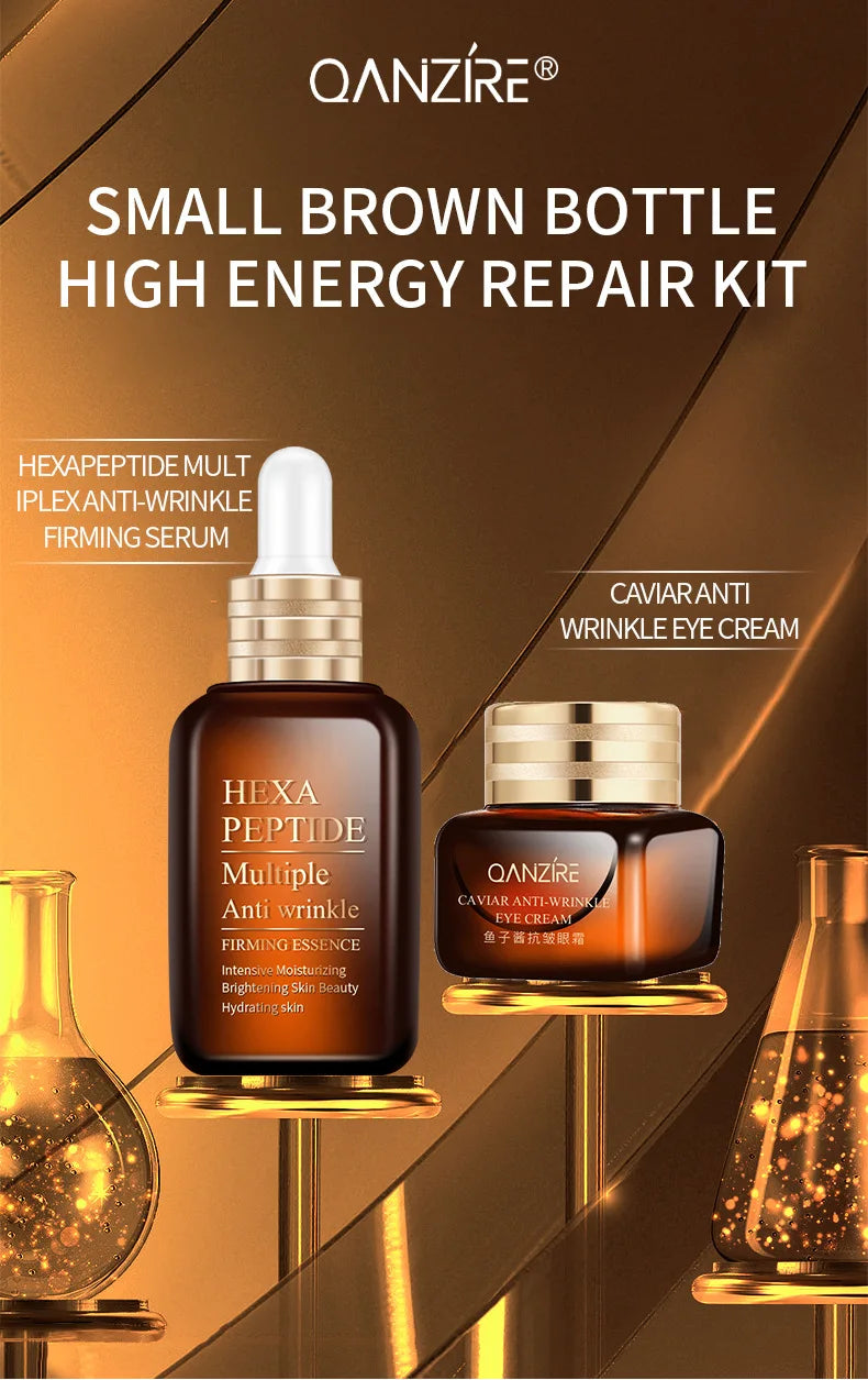 Small Brown Bottle Caviar Eye Cream 50ml Hexapeptide Serum Essence Anti-Wrinkle Face Serum Firming Serum