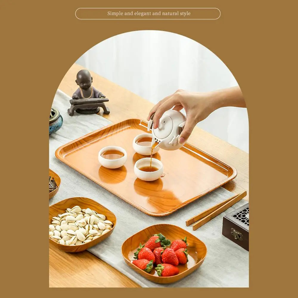 10PCS Japanese-style Plastic Dish Multifunctional Simple Imitation Wood Grain Bone Spitting Dish Household Food Grade Fruit Bowl