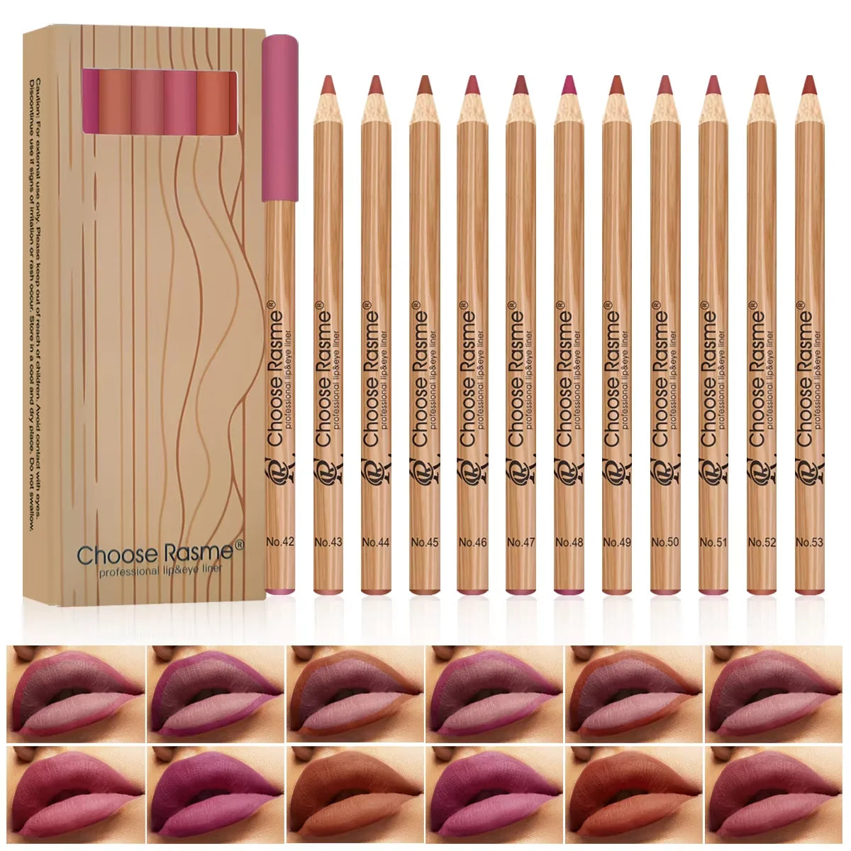 12 Matte Lip Liner Pencil Set Color Rendering Easy Makeup Waterproof Durable Lip Makeup Cosmetics Valentine's Day gift