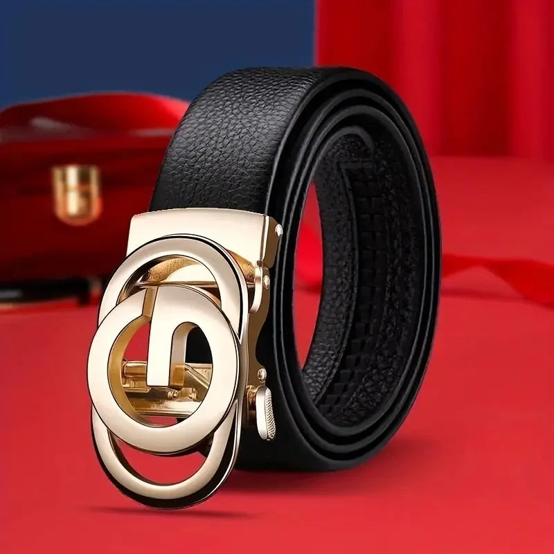 Men's Business Belt - Genuine High Quality Alloy Automatic Buckle Belt, Fashionable Buckle Fashionable Luxury Casual Belt