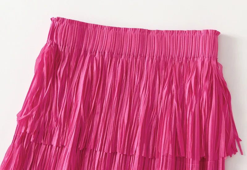 Luxury Multi Solid Colors Pleated Skirt for Women's Large Hem Folds A-line Skirts Female 2025 Loose Fashion Skirts Casual 0666