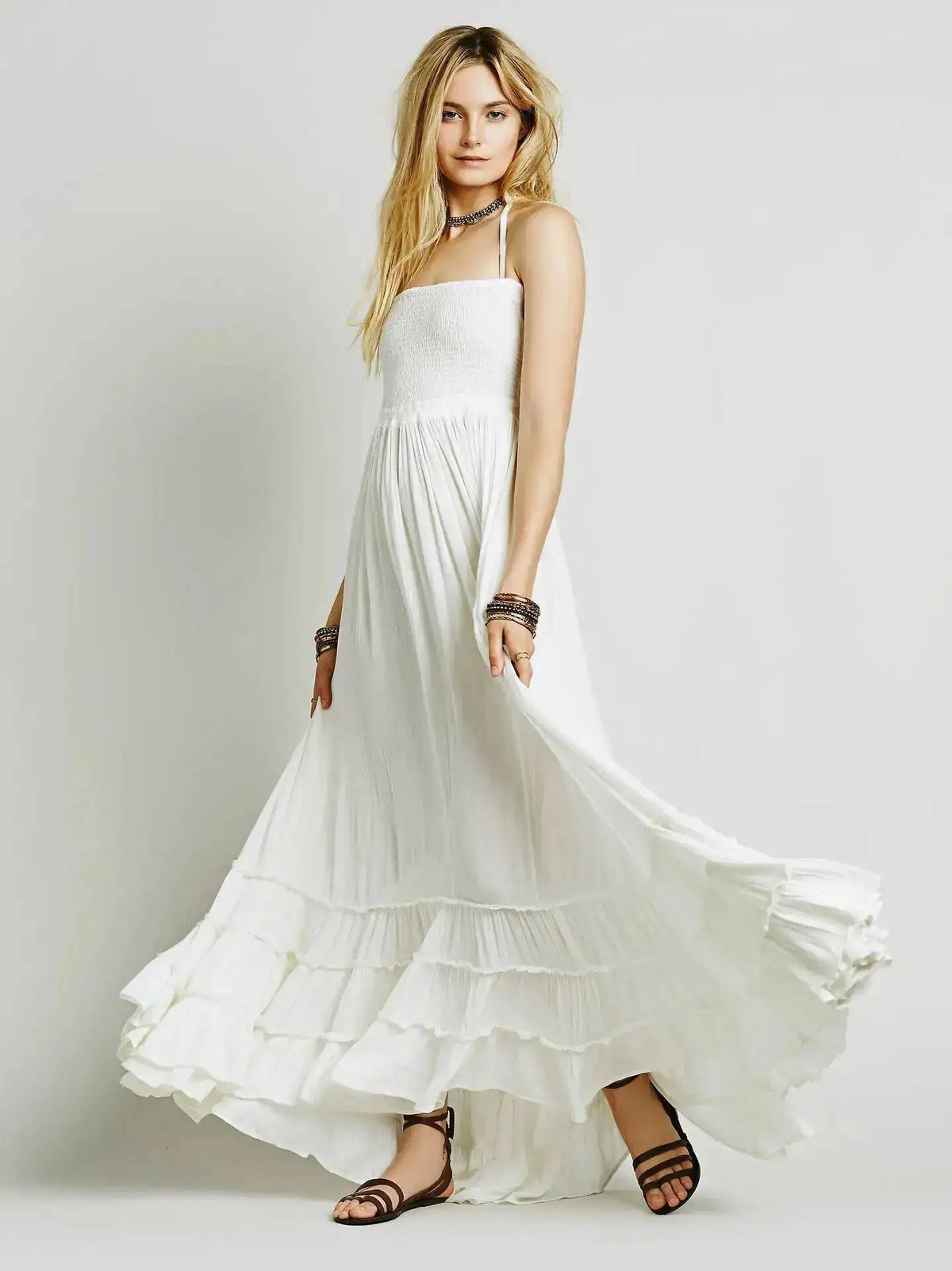 Beach Dress Sexy Dresses Boho Bohemian People Holiday Summer Long Backless Cotton Women Party Hippie Vestidos Mujer Ethnic