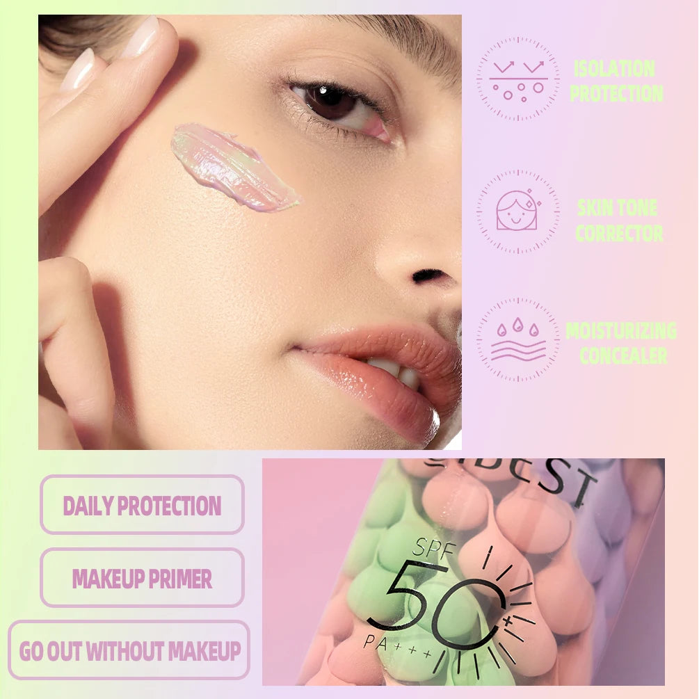 Qibest Face Makeup Primer Tri-Color Cream Brighten Contour Color Isolation Waterproof Foundation Natural Makeup Base Cream