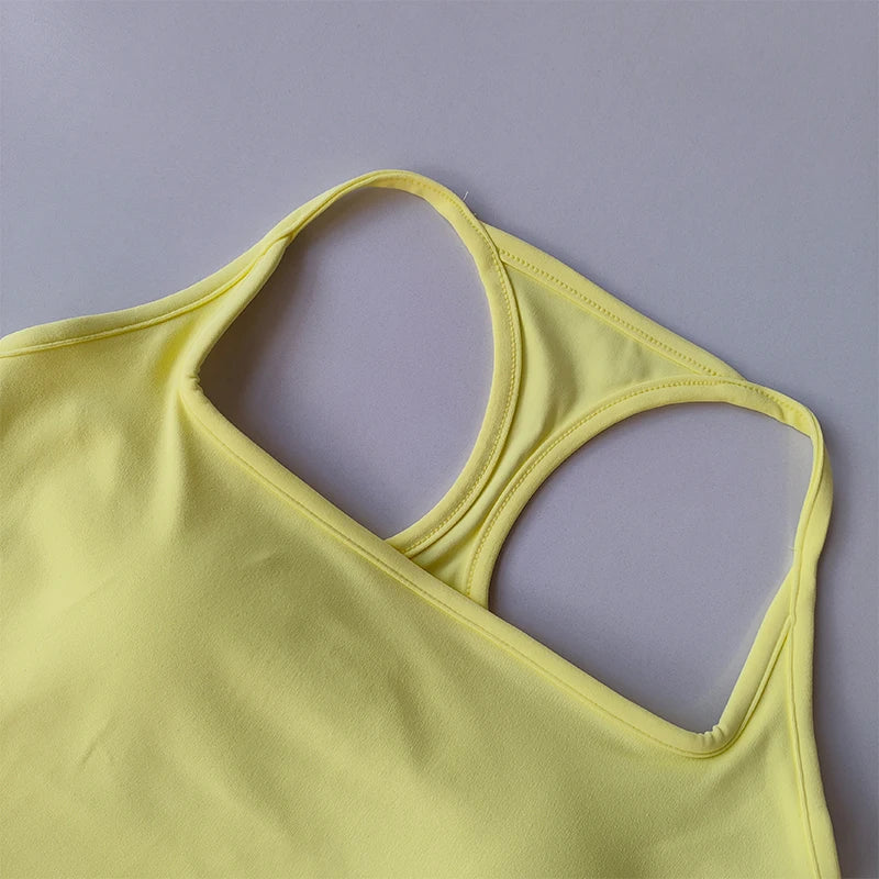 Sports and Fitness Vest with Chest Pad Summer Shockproof Beauty Back Nude Feeling Suit Pilates Training Yoga Top Yoga Clothing