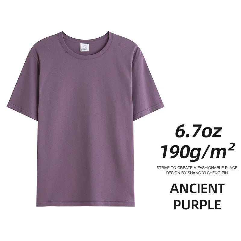 Men's Combed Cotton T-Shirt - Solid O-Neck Casual Short Sleeve Tee
