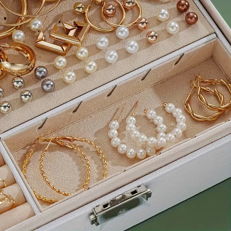 86 Pcs Fashion Jewelry Set For Women'S Pearl Alloy Earrings Necklaces Rings Bracelets Stackable Boho Jewelry Daily No Box