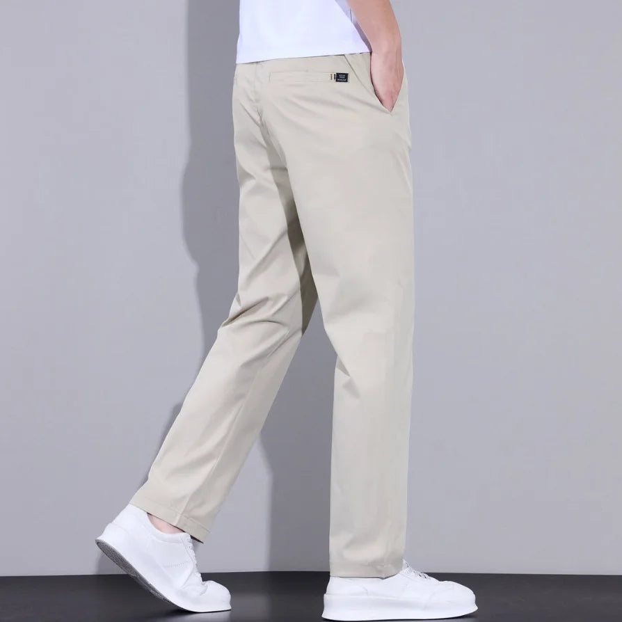 Spring Summer Thin Mens Pants Straight Business Casual Pants Ice Silk Quick Dry Breathable Korean Trousers Fashion Men Clothing