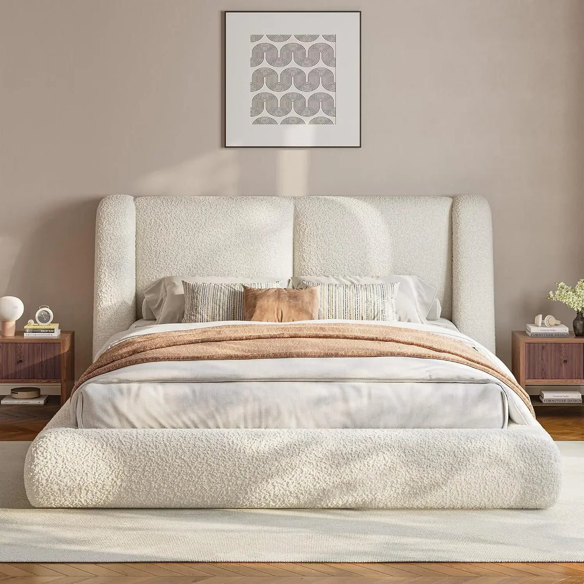 Queen Size Cloud Bed Frame Anti Slip Bottom Noise Free Soft Corner Easy Assembly
