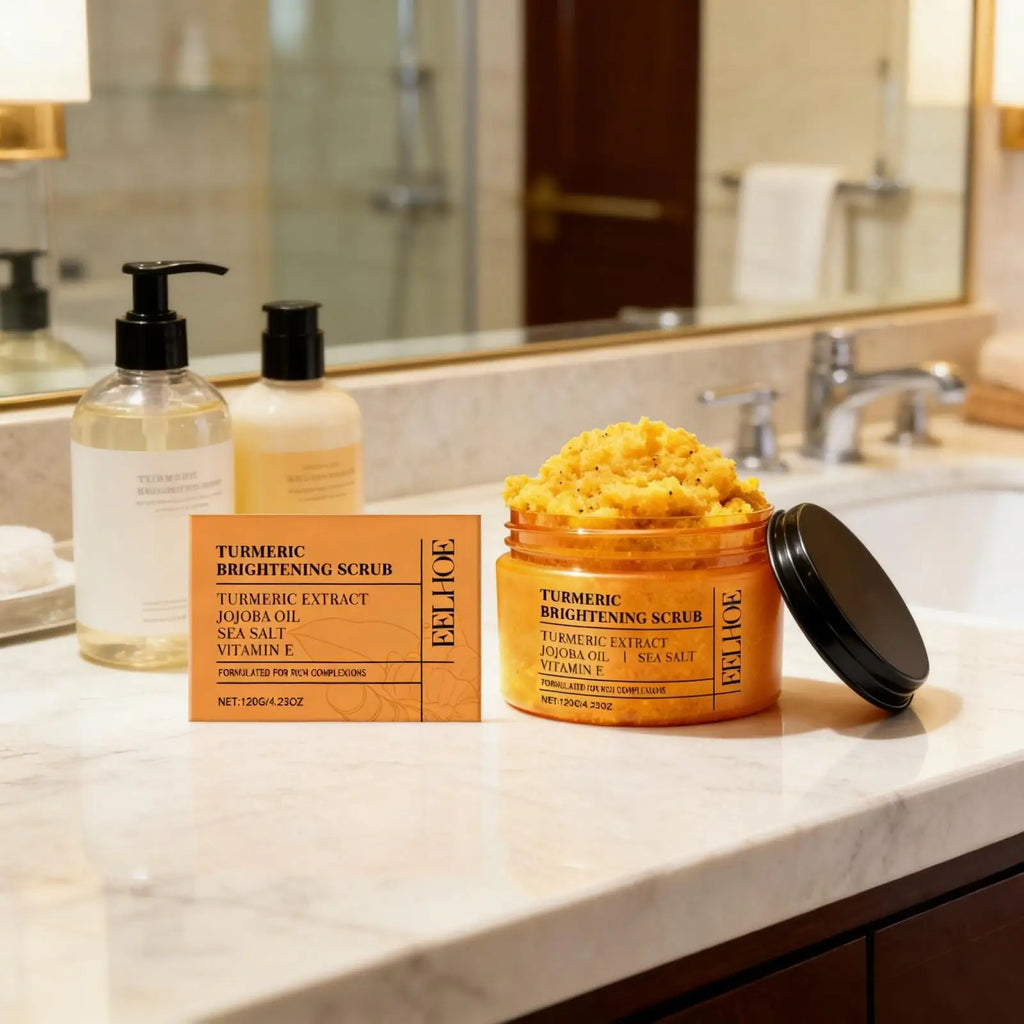 EELHOE Turmeric Scrub Lighten Skin Brightening Products Full Body Cleaning Dead Skin Remover Smooth Sea Salt Exfoliating Scrub