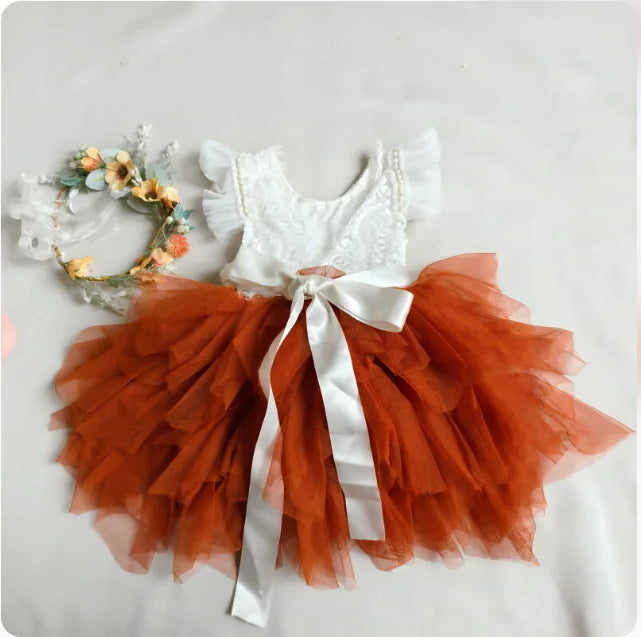 Elegant Little Girls Lolita Dress for Christmas Toddler Boho Chic Birthday Party Costume+ Blet 2pcs Outfit Set Wedding Clothing