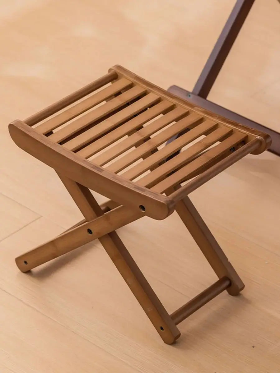 Portable Folding Bamboo Shower Stool - Spa-Style Foldable Bath Seat for Showering, Shaving, & Sauna Use, Natural Bamboo Design