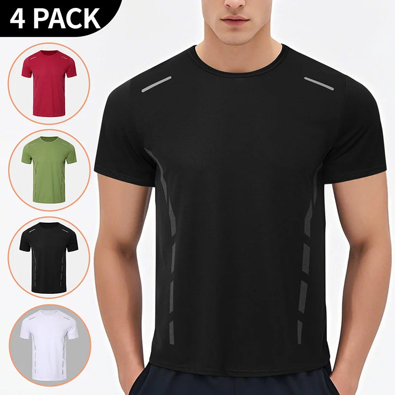 6/4 Pcs Men's Summer Multicolor Quick-drying Sports Short-sleeved Youth Running Fitness Basketball Football Breathable T-shirt