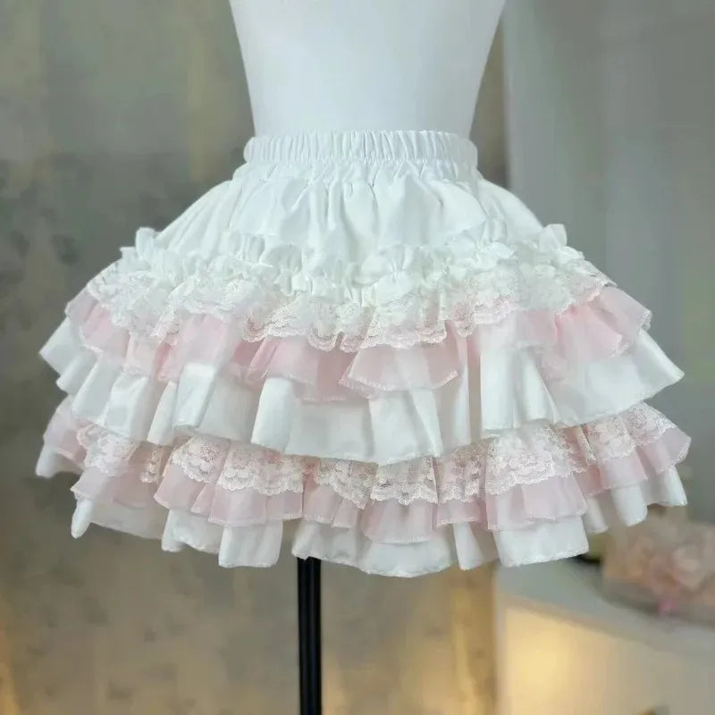 Mini Skirts for Women Sweet Cute Jupe Fashion Summer Japanese 2026 Faldas Mujer De Moda Bow Polka Dot Ruffles Y2k Skirt