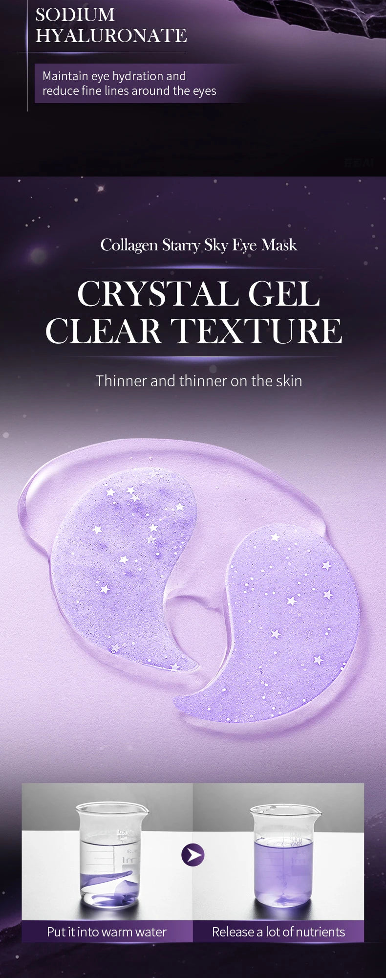 60pcs SADOER Grape Crystal Collagen Eye Mask Anti Dark Circles Under The Eyes Moisturizing Anti-Wrinkles Anti-Aging Eye Patches