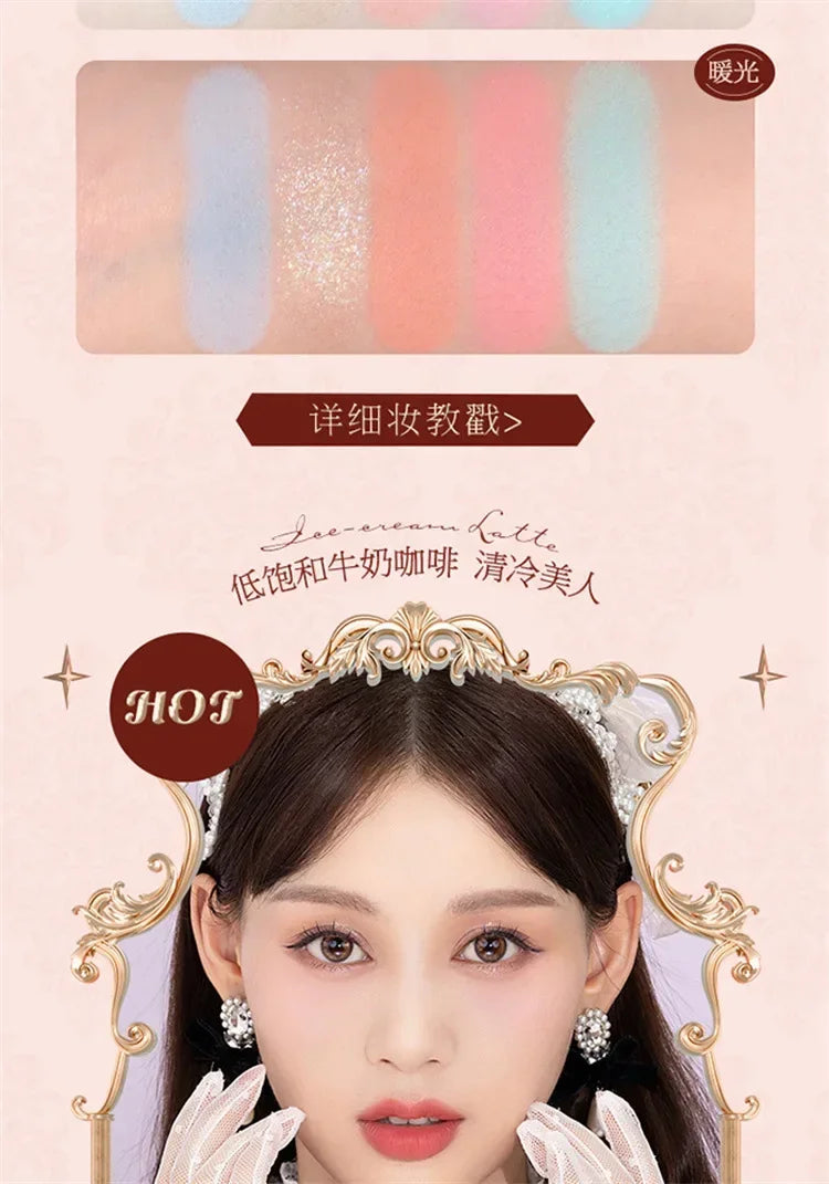 Flower Knows Series Shell Strawberry Angel Moonlight Mermaid Jewel Eyeshadow Palette 5 Colors Pearlescent Mashed Potatoes