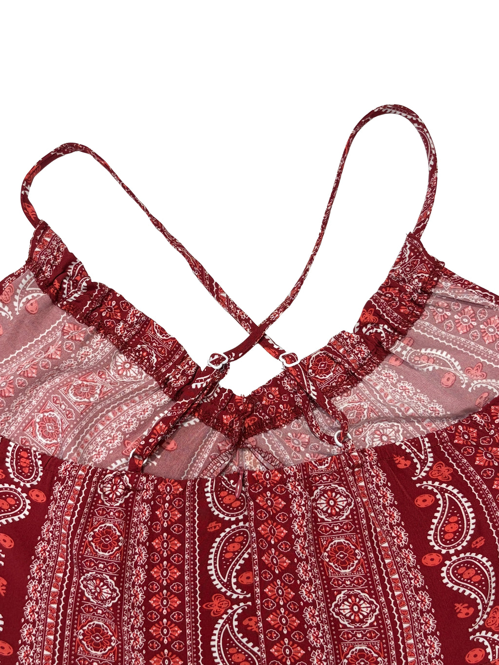 Women's Summer Ethnic Pattern Backless Split Thigh Dress Ladies Summer Clothes Boho Fashion Frill Trim Long Dress for Beach