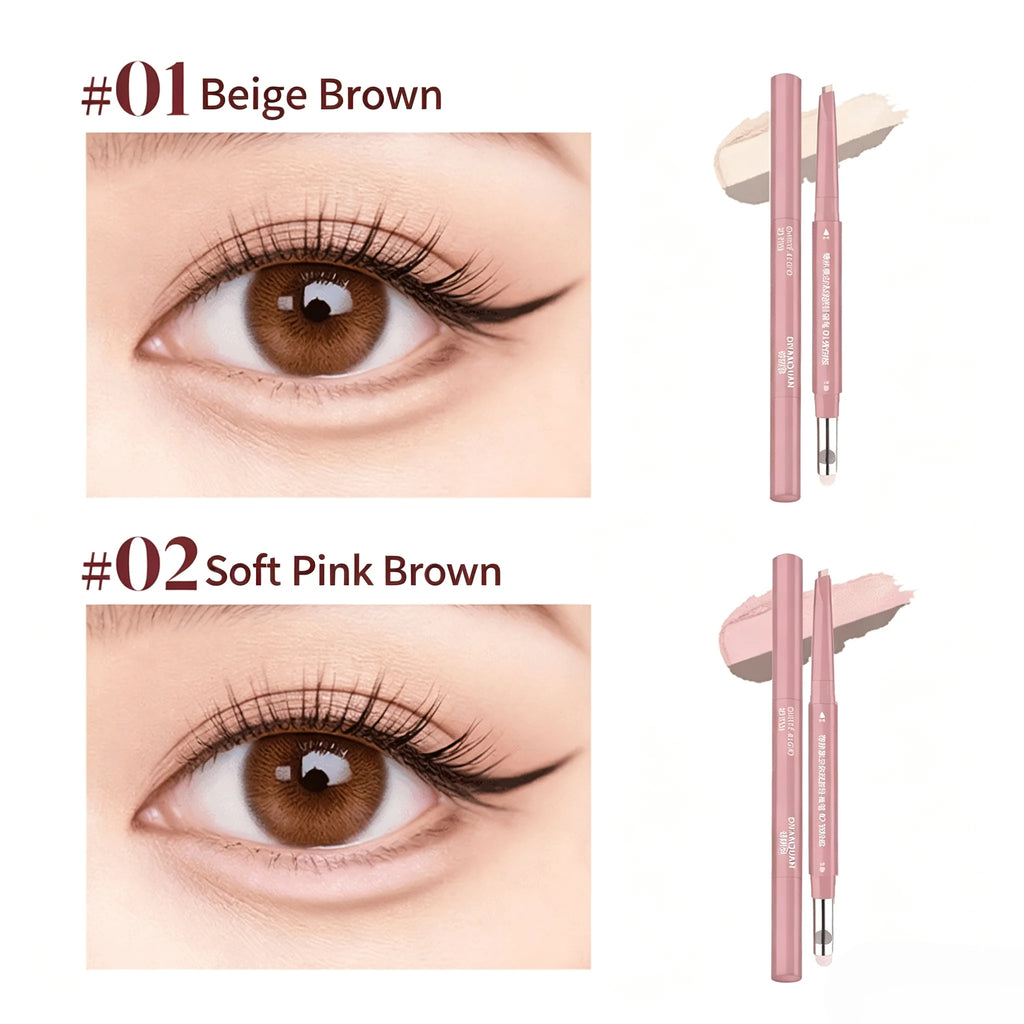 Korean 2 in 1 Ended Lying Silkworm Pen,Bionic Shading Highlighting,Instant Big Eye Effect,Smooth&Smudgeproof&Waterproof,Flat Tip