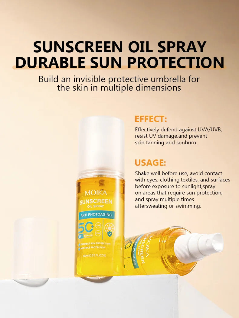Facial Body Sunscreen Oil Spray Whitening Sun Cream Sunblock Skin Protective Cream Anti-Aging Oil-control Moisturizing SPF50+