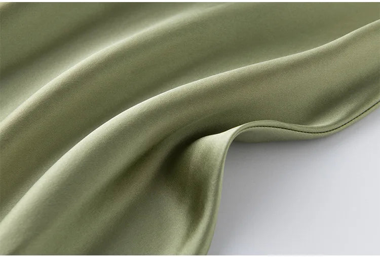 Women's Summer New Style French 100% Natural Mulberry Silk Plain Satin Swing Collar Temperament Camisole Slim Fit Party Dress