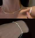 Silver Color Sparkling Necklace For Women Trendy Clavicle Chain Choker Girls Korean Wedding Party Jewelry Accessories