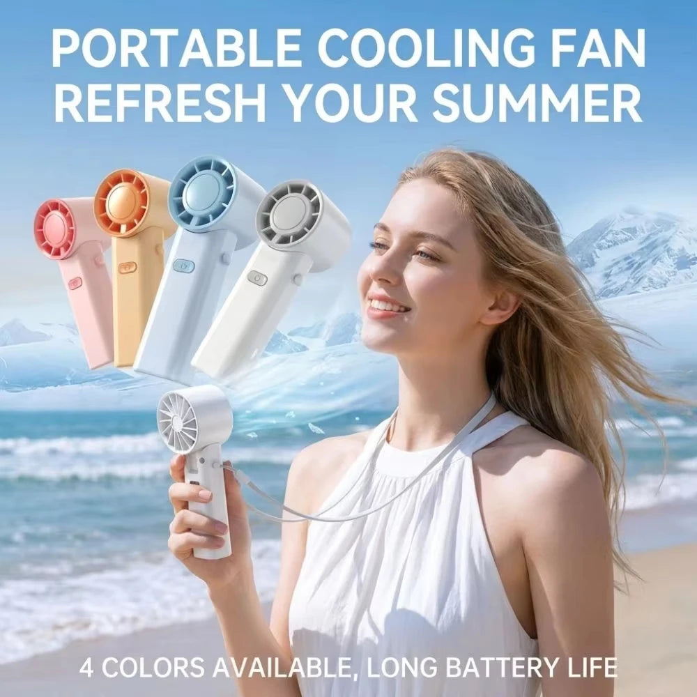 Mini Portable Neck Fan Foldable USB Rechargeable Handheld Fan Hands-Free Cooling for Travel Outdoor Summer