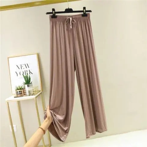AINICEXIN Women's Wide Leg Pants - High Waist Casual Modal Trousers