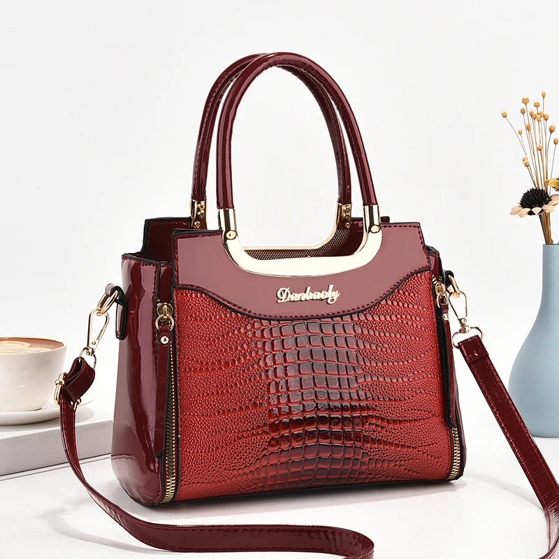 Stylish senior crocodile print women's handbag, temperament all large capacity single shoulder crossbody bag