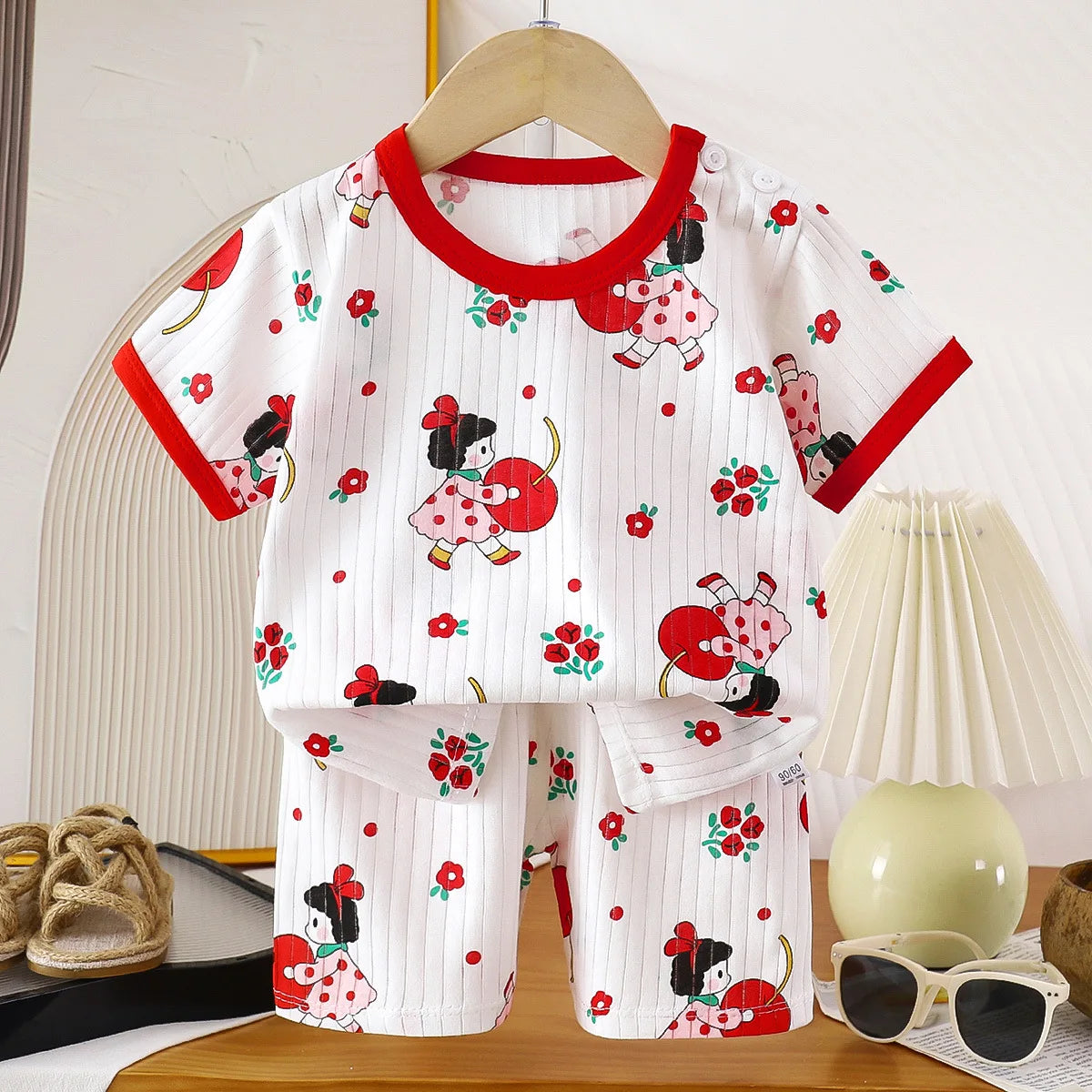 Children's 2-Piece Summer T-Shirt and Shorts Set - Animal Print
