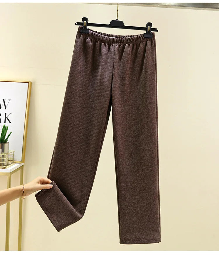 Thickened Double-sided Fleece Straight-leg Pants Women's Winter Sleepwear Sweatpants Casual Comfortable Long Trousers