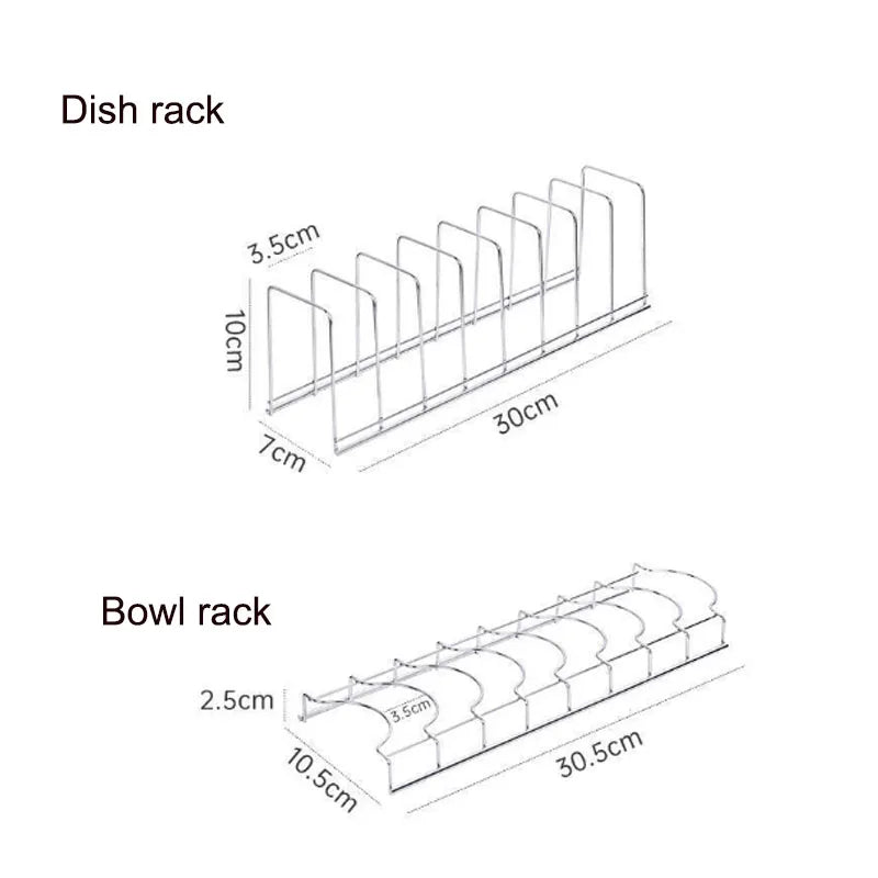 Organizador de platos de acero inoxidable para cocina, escurridor de platos, estante para cubiertos, tapas de ollas, accesorios de cocina.