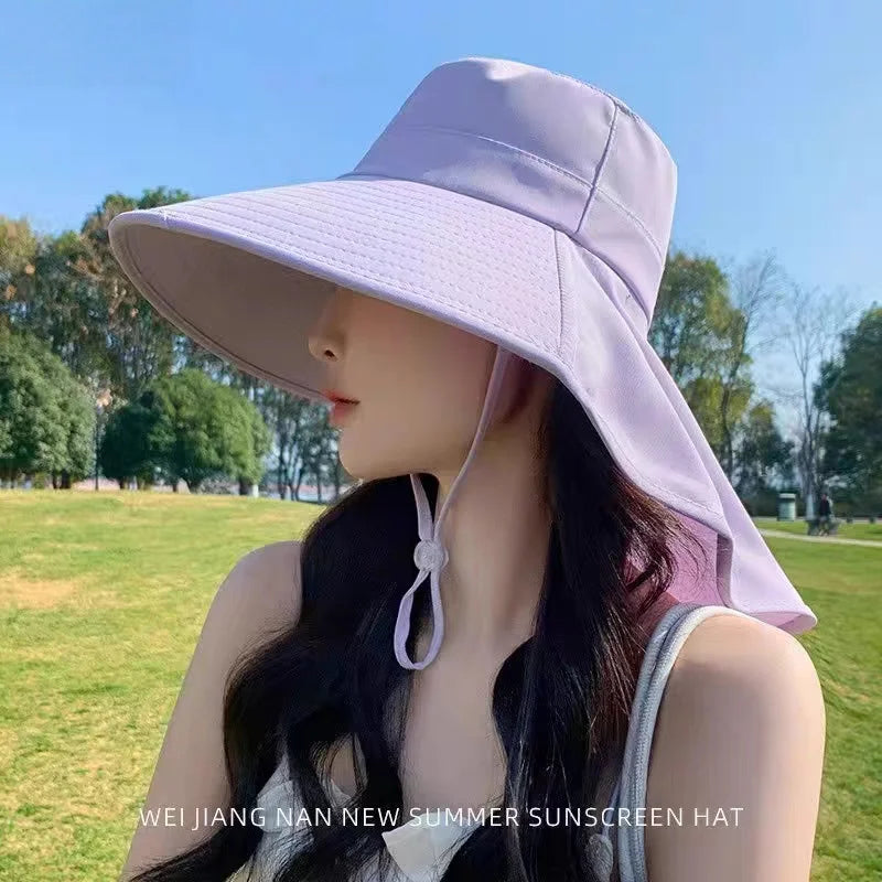 Women's Wide Brim Sun Hat Foldable With Neck Cover For Hiking And Fishing Outdoors
