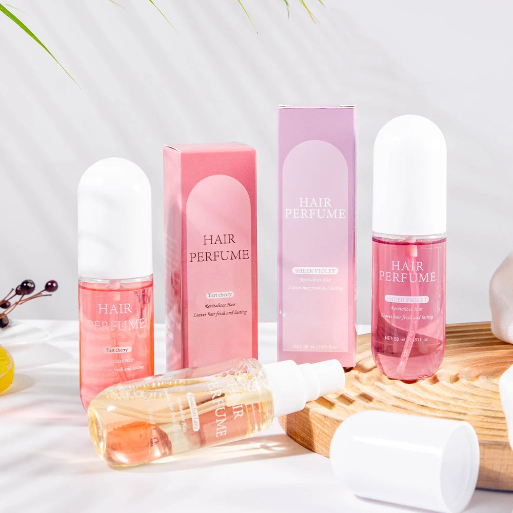 50ML Sheer Violet Hair Perfume for Women Clean Deodorizing Hair Spray & Body Mist Freshen Hair Body & Pillows Soft Musk Scent