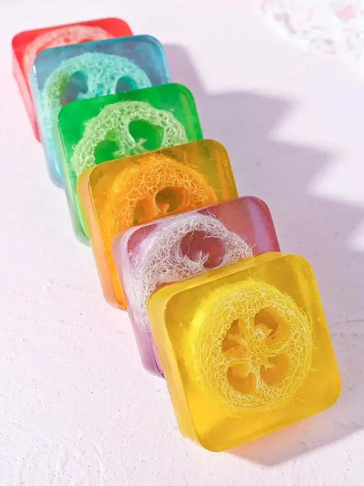 100g Organic Lavender Oil Loofah Soap Natural Lemon Whitening Face Body Wash Bar Loofah Soap