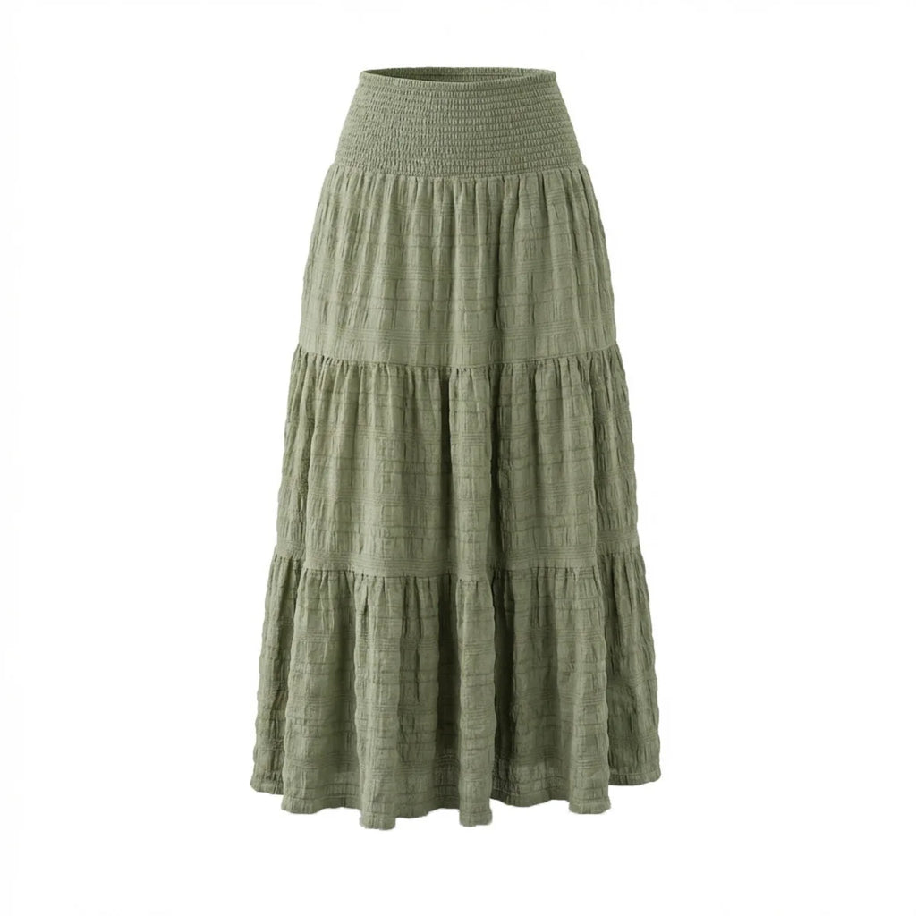 New In 2026 Women's Spring Summer Casual Long Skirts Female Elasticity High Waist Solid Color Maxi Skirt