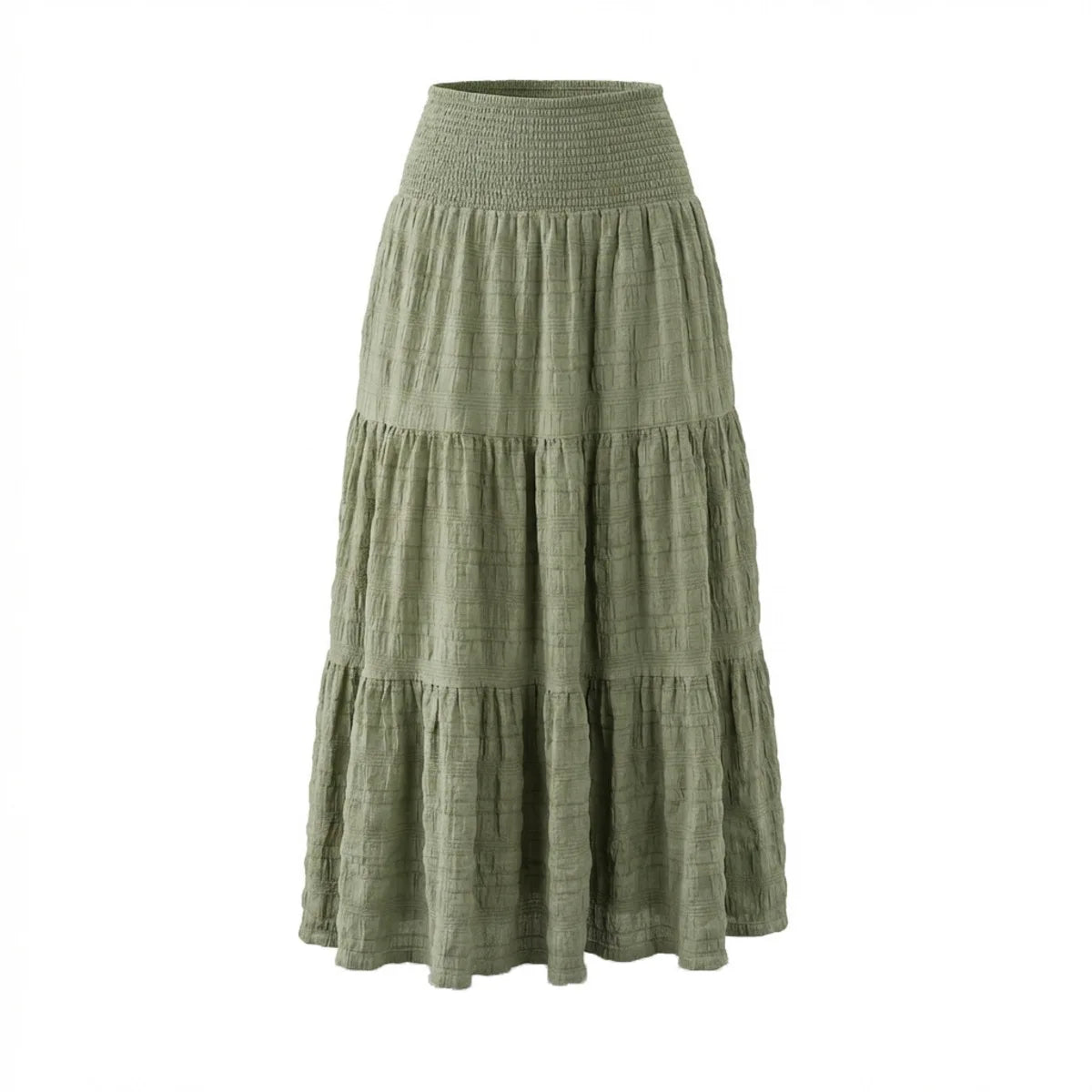 New In 2026 Women's Spring Summer Casual Long Skirts Female Elasticity High Waist Solid Color Maxi Skirt