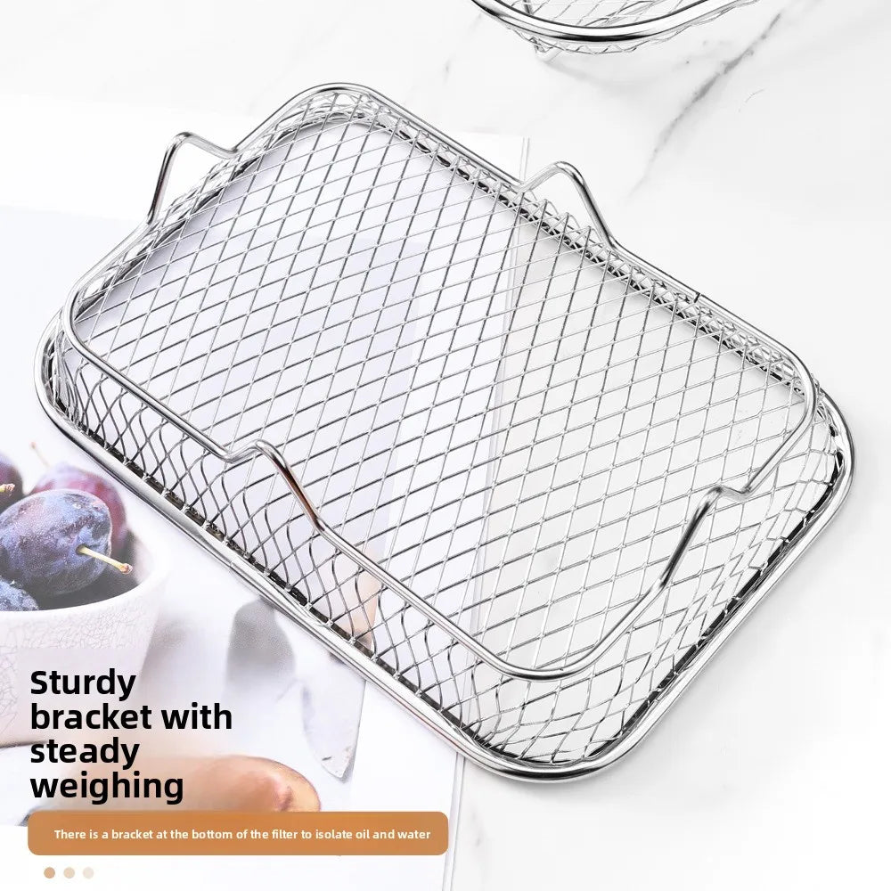 Cesta para asar de acero inoxidable antiadherente Bandeja para freidora de aire Rejilla de alambre Rejilla para freidora de aire Cesta apilable para asar Accesorios de cocina