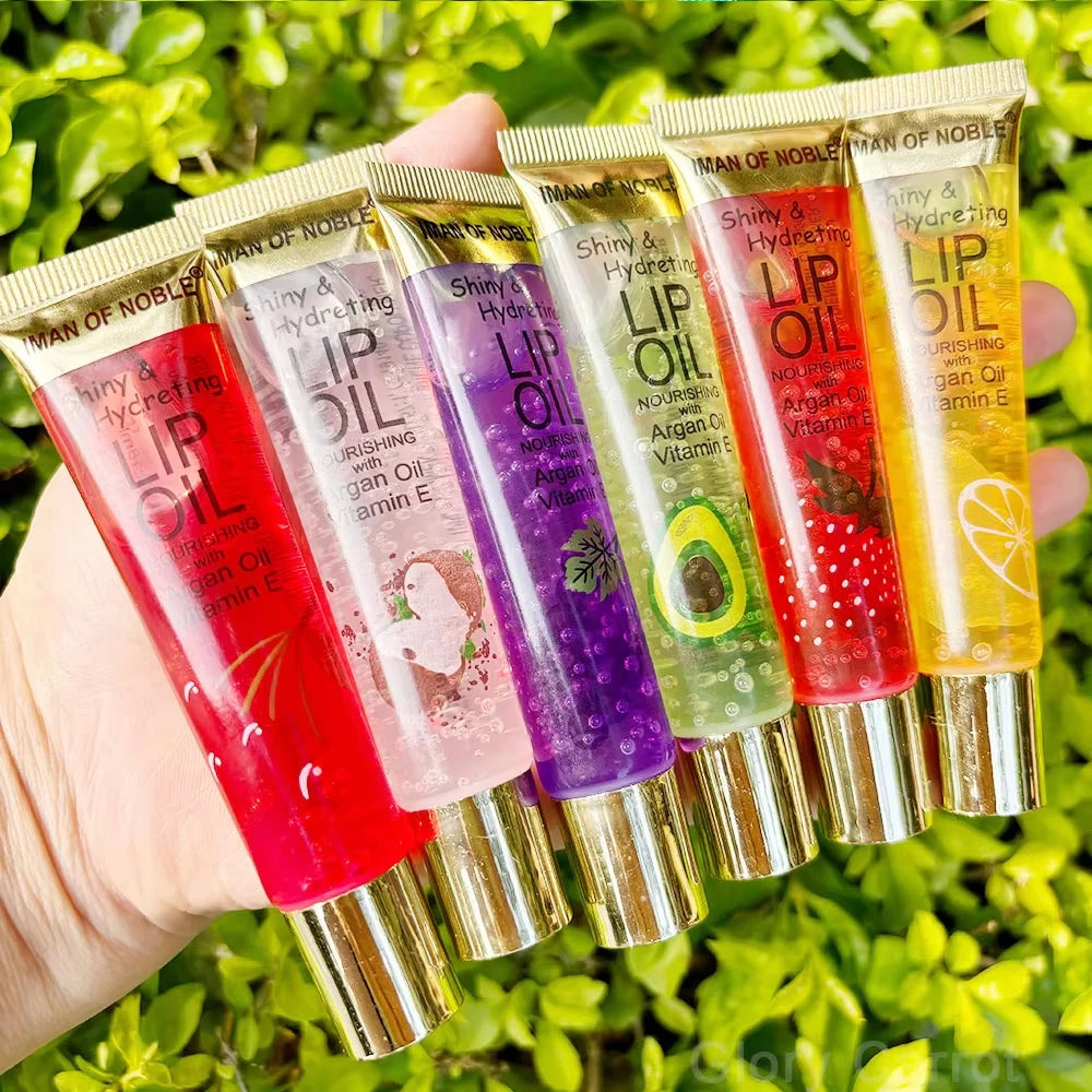 6Pcs Fruit Flavor Lip Oil Set - Moisturizing Plumping Lip Gloss