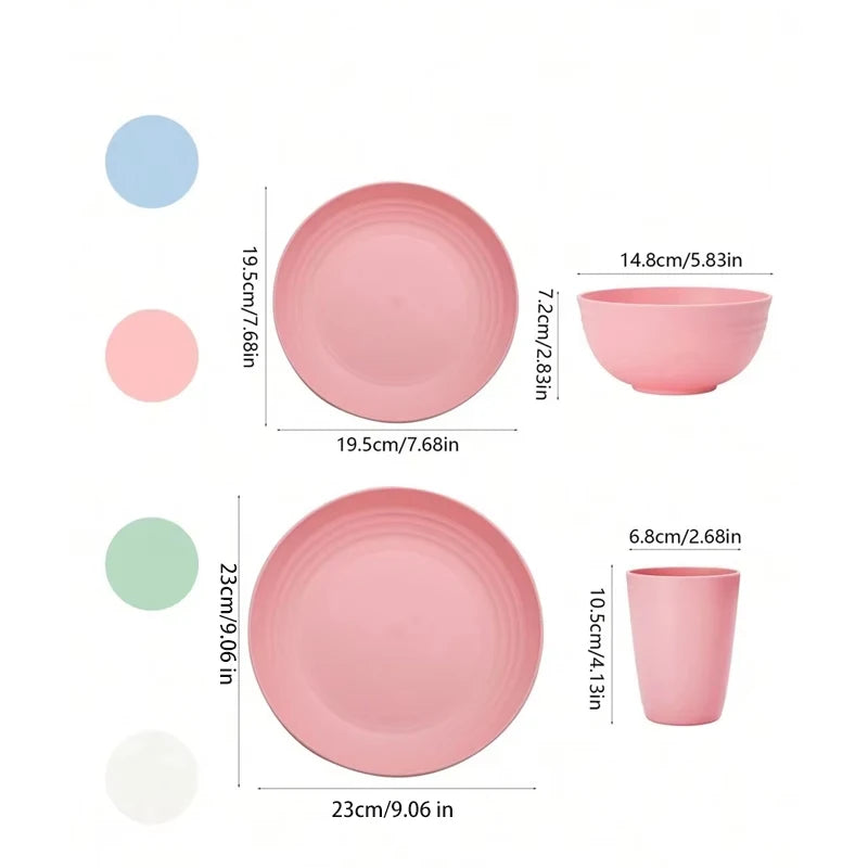 4/16/32pcs Reusable, Plastic Cutlery Set, Dinner Plate/Dessert Plate/Cereal Bowl/Cup, for Home, Birthday Party