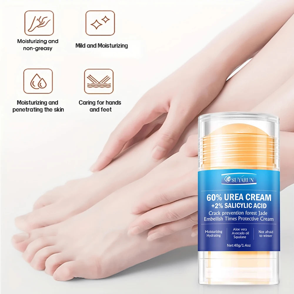 SUYARUN 60% Urea Foot Care Cream Stick - Intensive Cracked Heel Repair, Callus Remover for Dry Feet - Fast Absorbing Foot Skin.