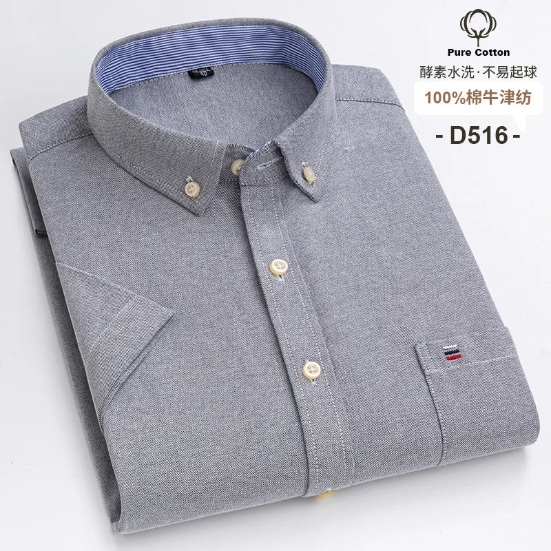 Men's Casual Short Sleeve Shirt - 100% Cotton Classic Fit 7XL